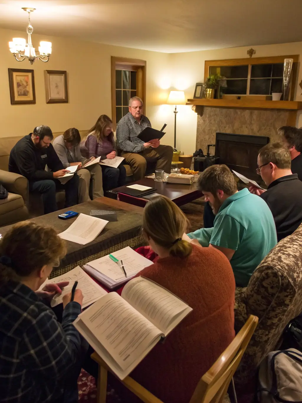 A group of women from Mt. Nebo Baptist Church gathered for a Bible study session, with open Bibles and engaging in lively discussion.